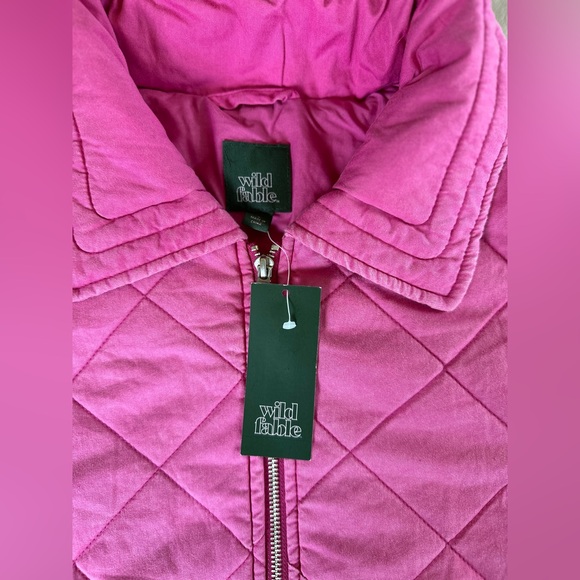 NWT Wild Fable Pink Bomber Size Large Quilted Full Zip - Picture 10 of 14